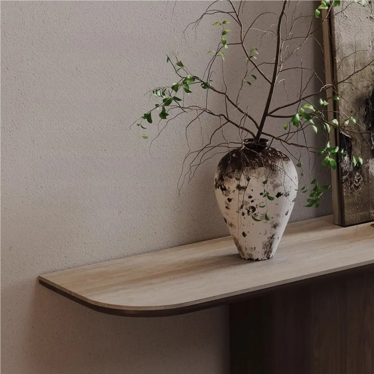 Elegant Half Moon Wood Pedestal Console Table