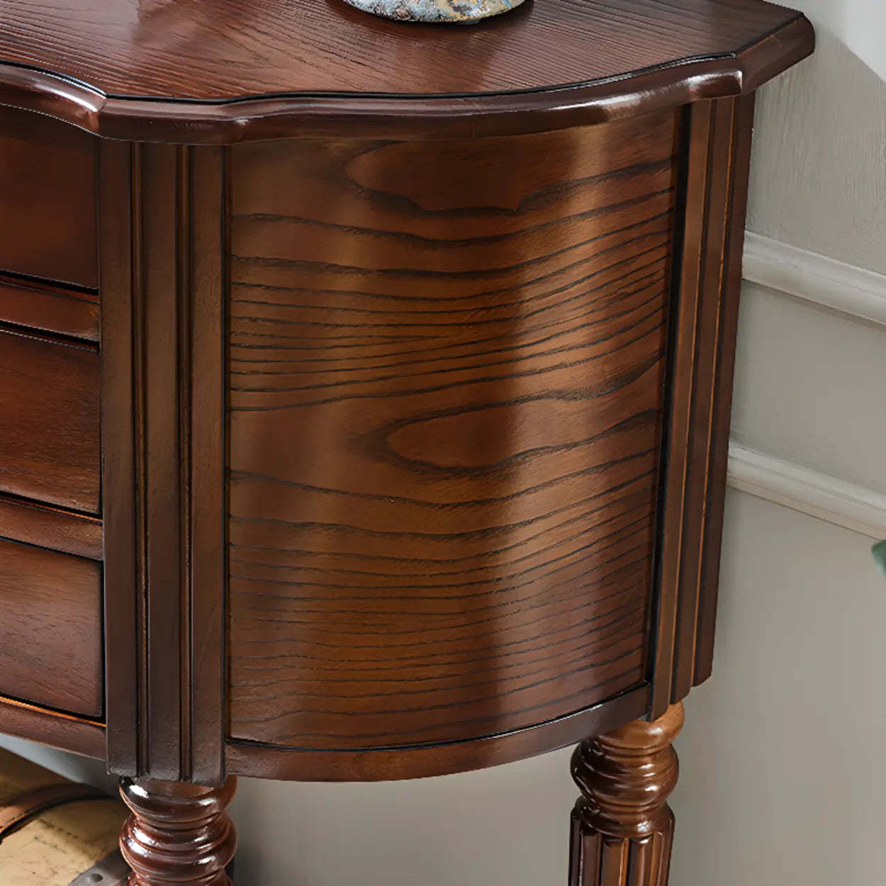 Elegant Half-Round Wood Console Table with Drawers — Grey