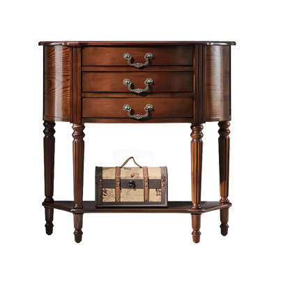 Elegant Half-Round Wood Console Table with Drawers