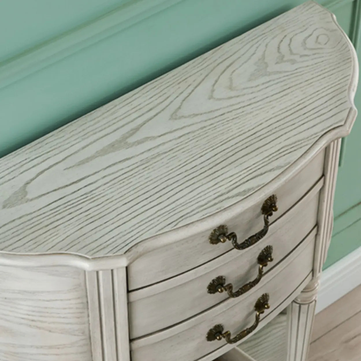 Elegant Half-Round Wood Console Table with Drawers
