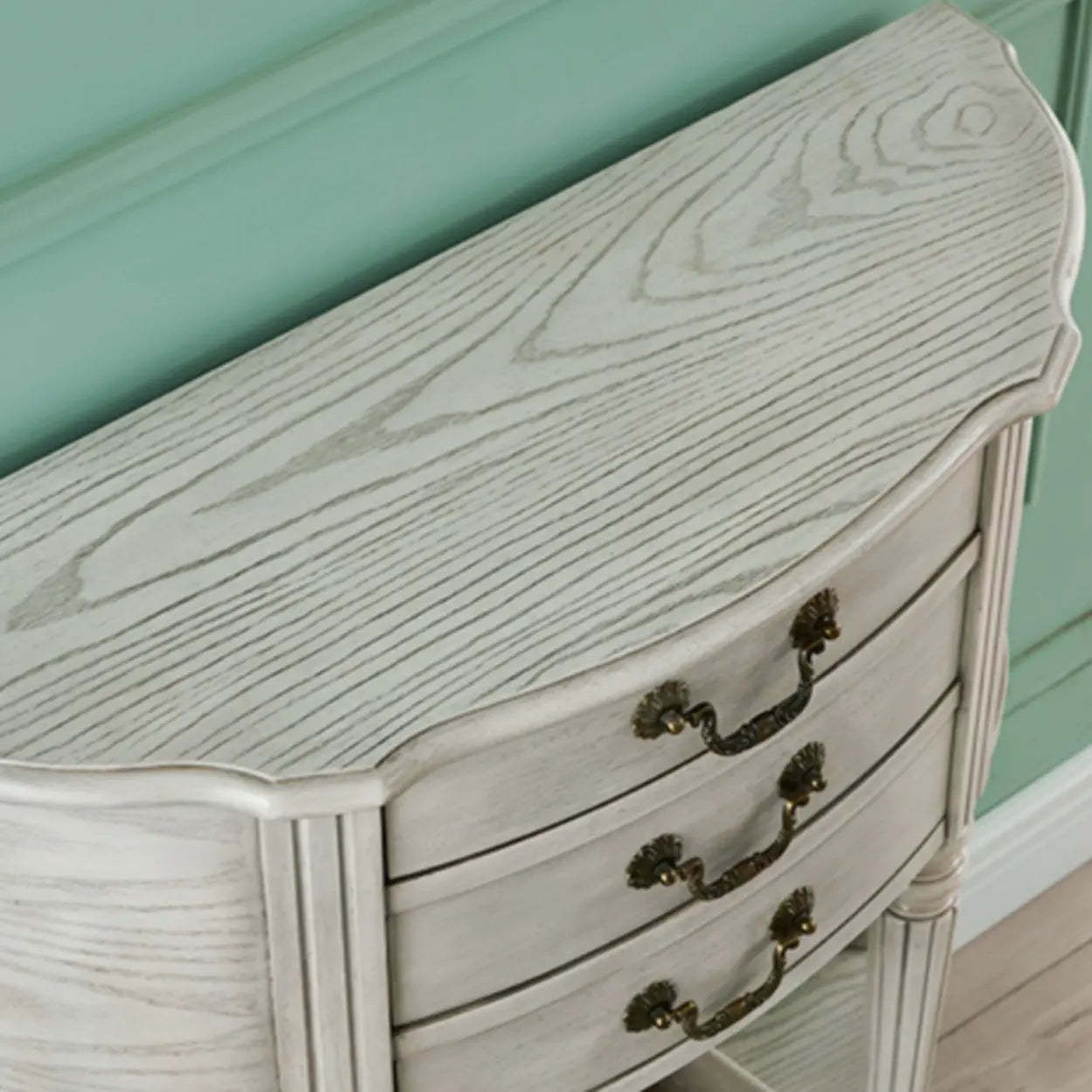 Elegant Half-Round Wood Console Table with Drawers