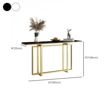 Faux Marble Trestle Console Table with Gold Accents
