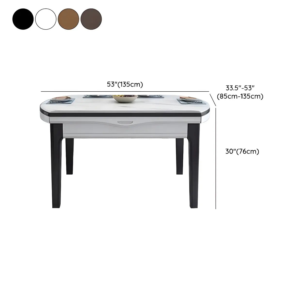 Elegant Rectangular White Extendable Dining Table
