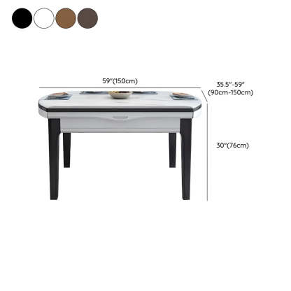 Elegant Rectangular White Extendable Dining Table