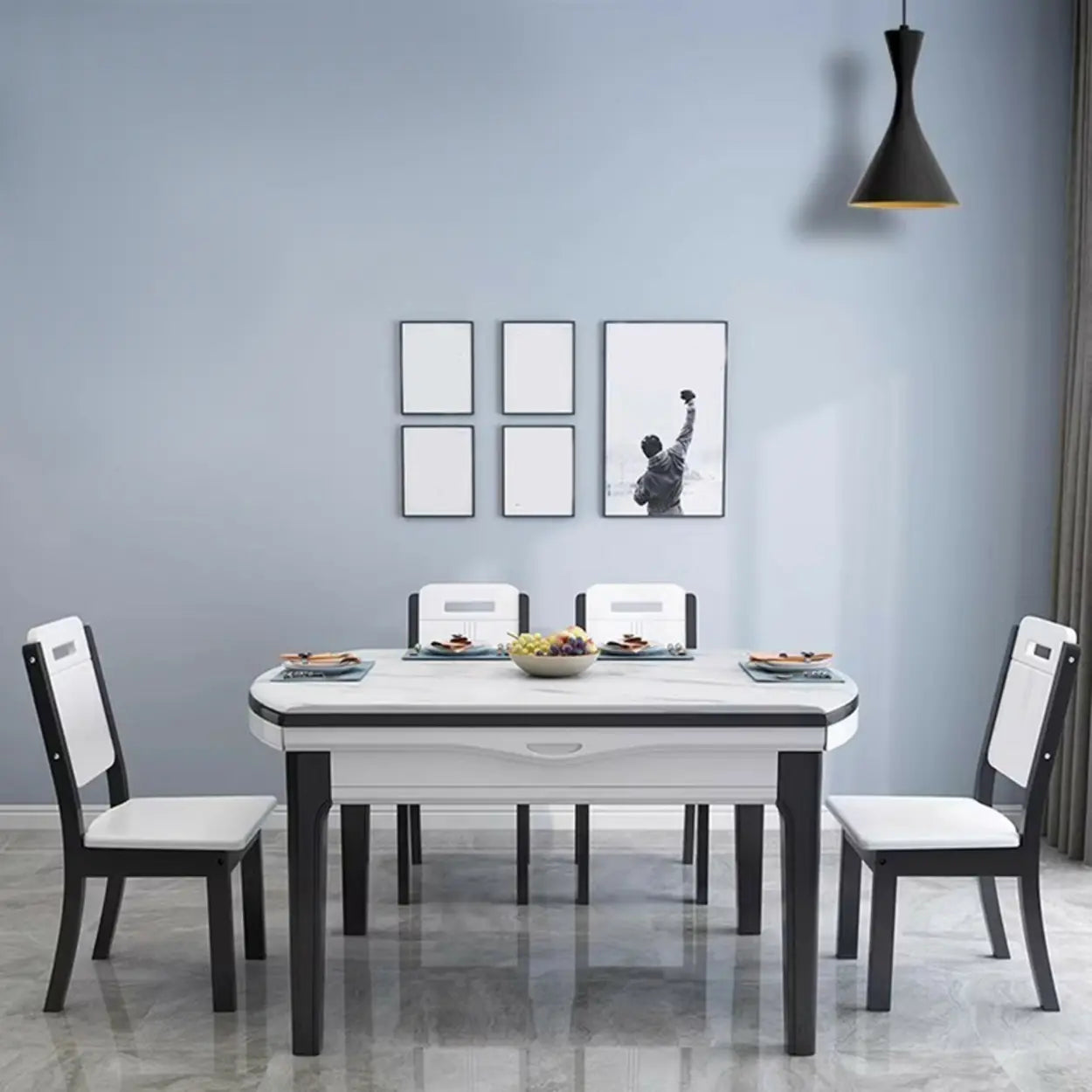 Elegant Rectangular White Extendable Dining Table — Without Chairs / White