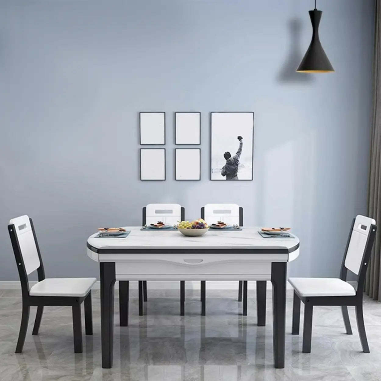 Elegant Rectangular White Extendable Dining Table — Without Chairs / White