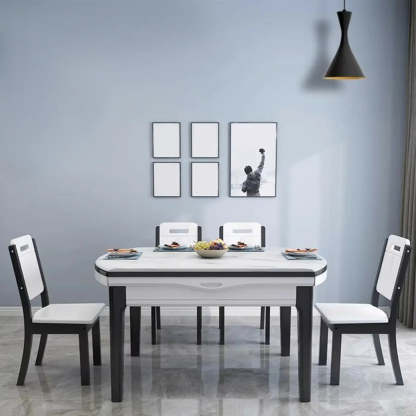 Elegant Rectangular White Extendable Dining Table — Without Chairs / White
