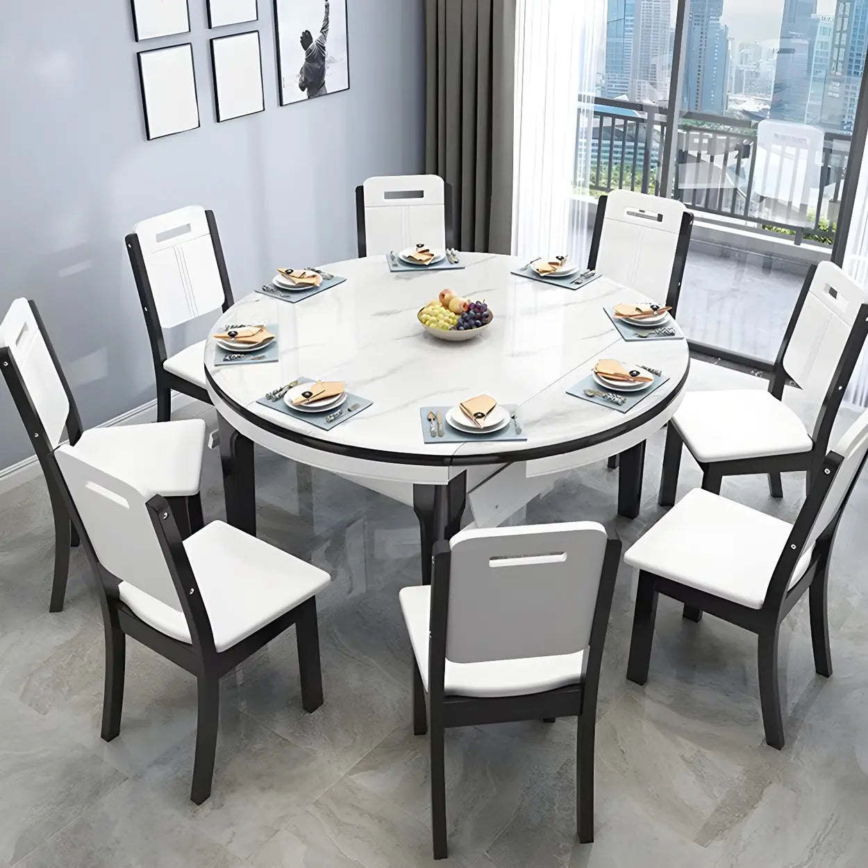 Elegant Rectangular White Extendable Dining Table — Without Chairs / Teak