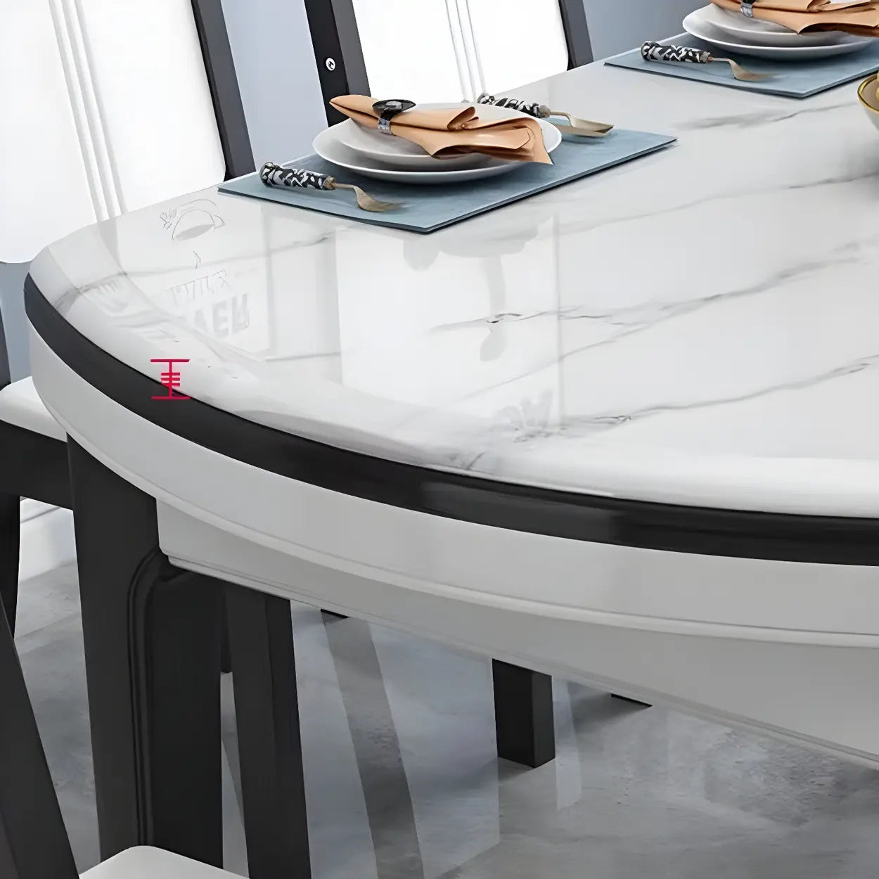 Elegant Rectangular White Extendable Dining Table — Without Chairs / Black