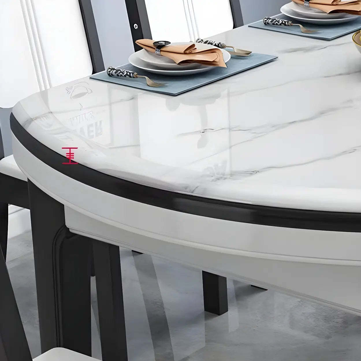 Elegant Rectangular White Extendable Dining Table — Without Chairs / Black