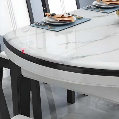 Elegant Rectangular White Extendable Dining Table — Without Chairs / Black