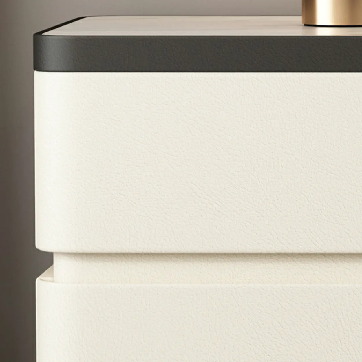 Elegant Rectangular Cream Faux Leather Nightstand — Green