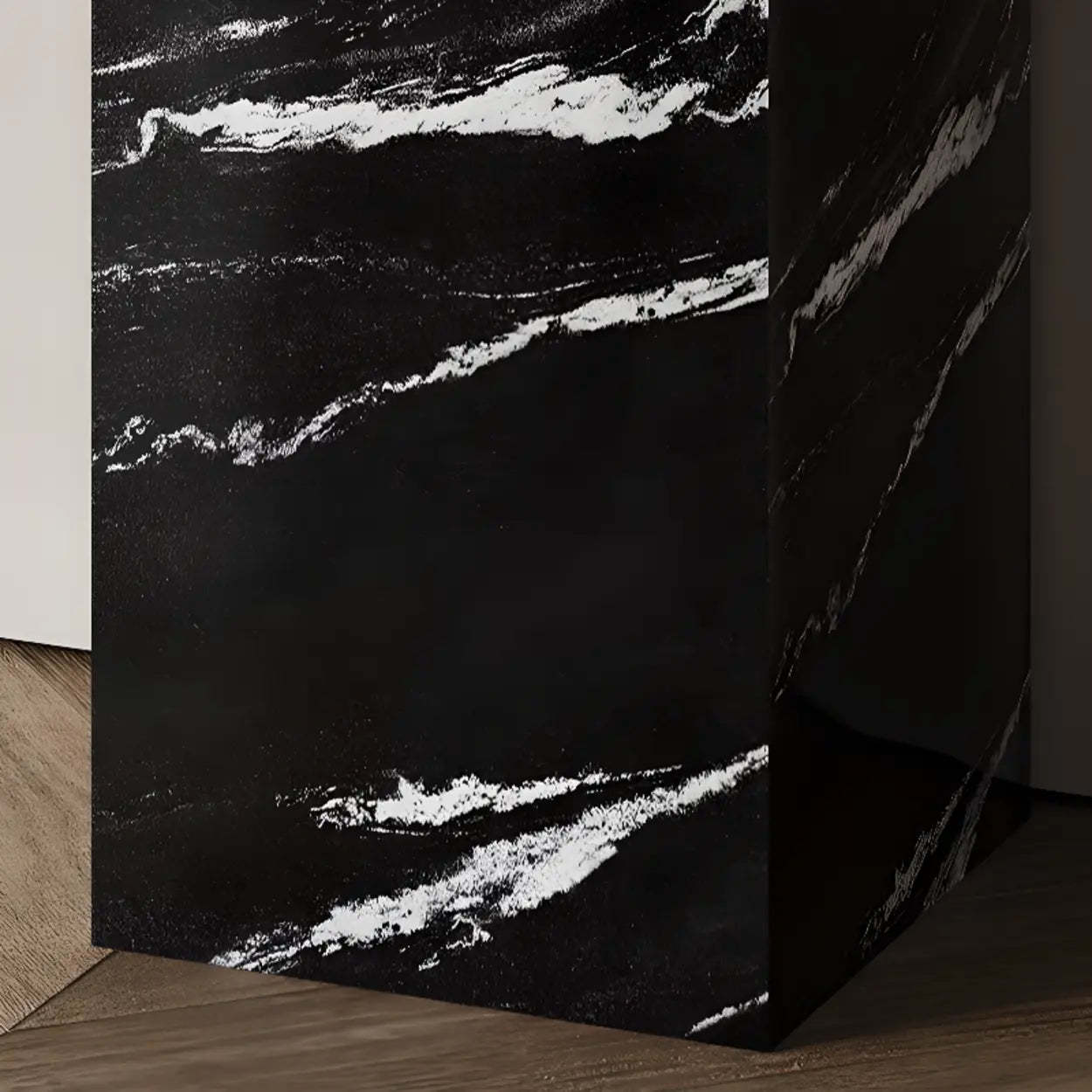 Elegant Rectangular Black Stone Console Table