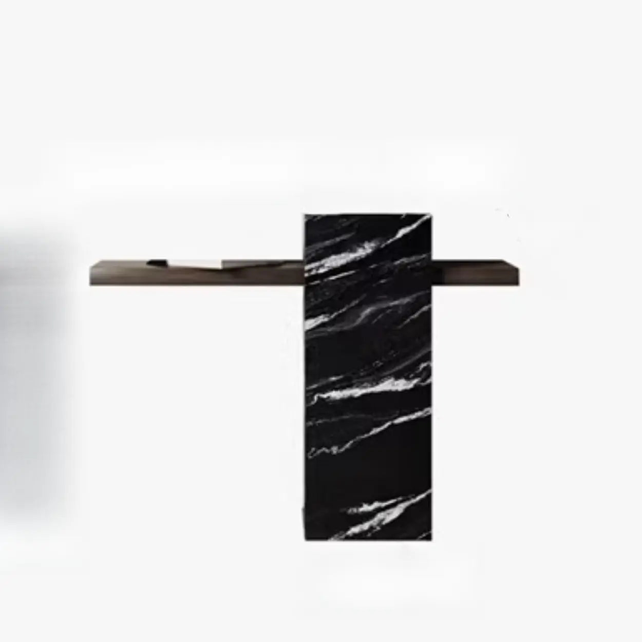 Elegant Rectangular Black Stone Console Table