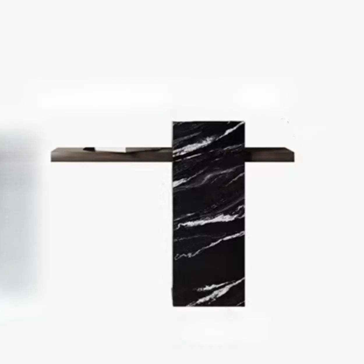 Elegant Rectangular Black Stone Console Table