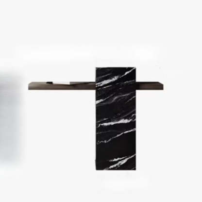 Elegant Rectangular Black Stone Console Table