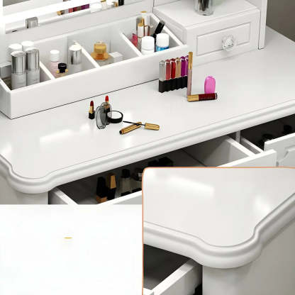 Elegant White Wood Drawer Makeup Vanity