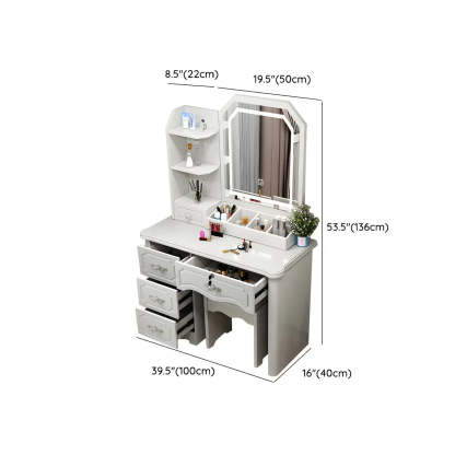 Elegant White Wood Drawer Makeup Vanity