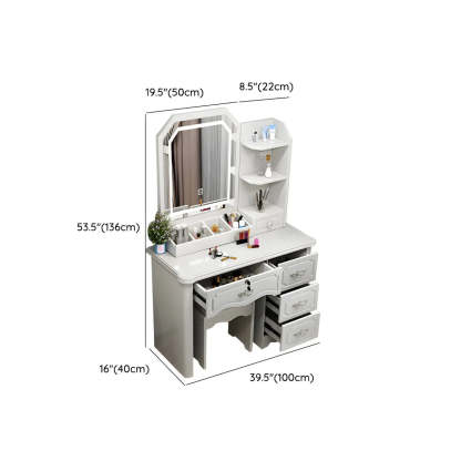 Elegant White Wood Drawer Makeup Vanity