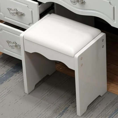 Elegant White Wood Drawer Makeup Vanity
