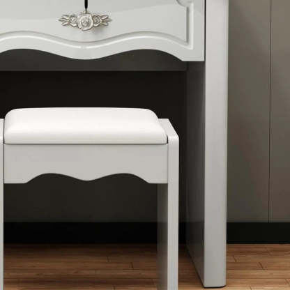 Elegant White Wood Drawer Makeup Vanity