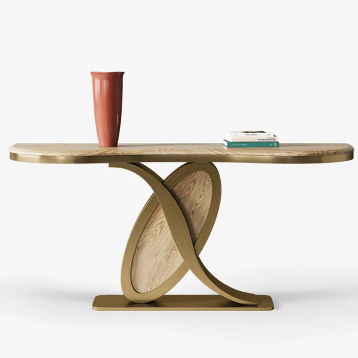 Elegant Sculptural Ash Abstract Base Console Table