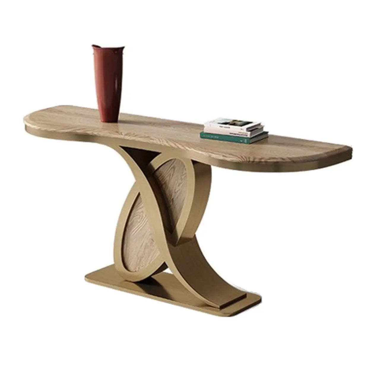 Elegant Sculptural Ash Abstract Base Console Table