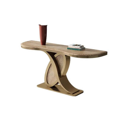 Elegant Sculptural Ash Abstract Base Console Table
