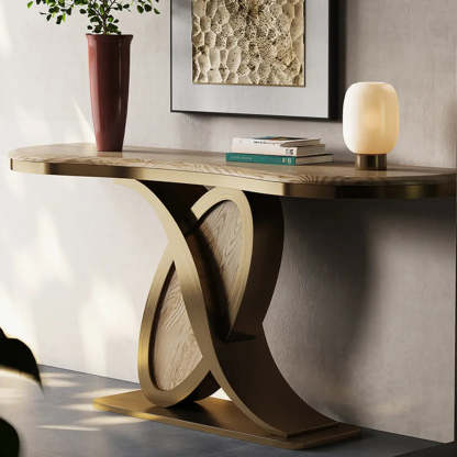 Elegant Sculptural Ash Abstract Base Console Table