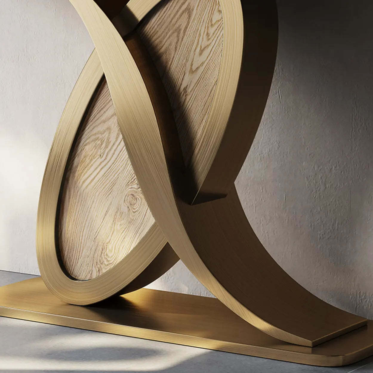 Elegant Sculptural Ash Abstract Base Console Table