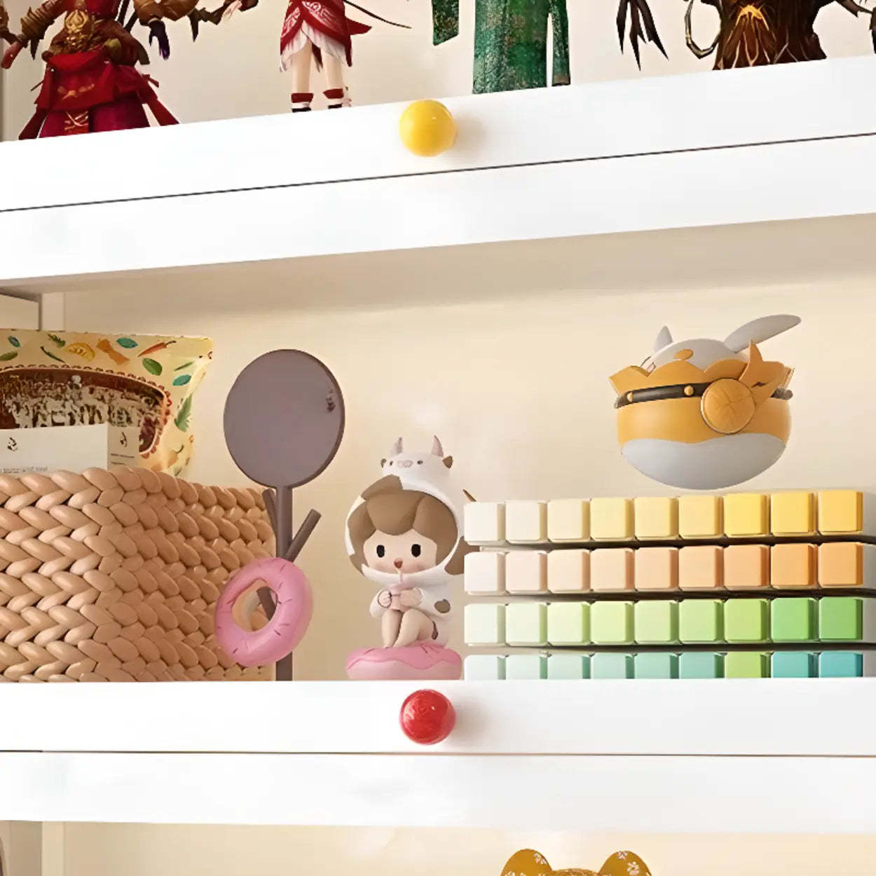 Elegant Steel White Curio Display Cabinet — Clear/ White