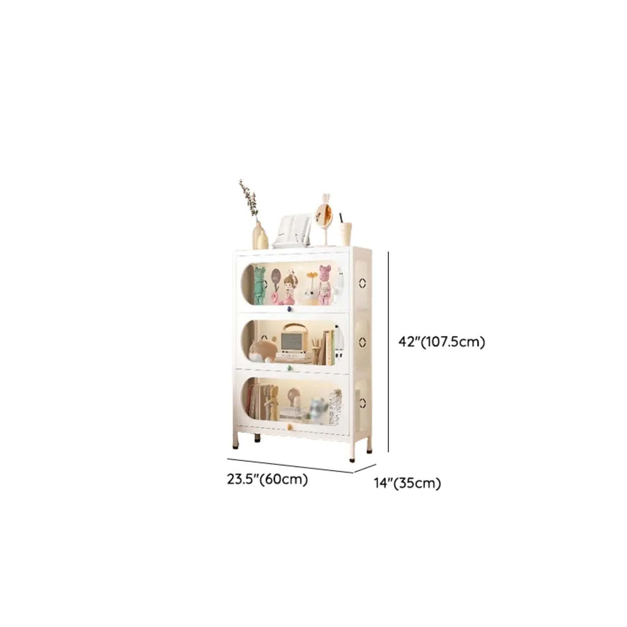 Elegant Steel White Curio Display Cabinet