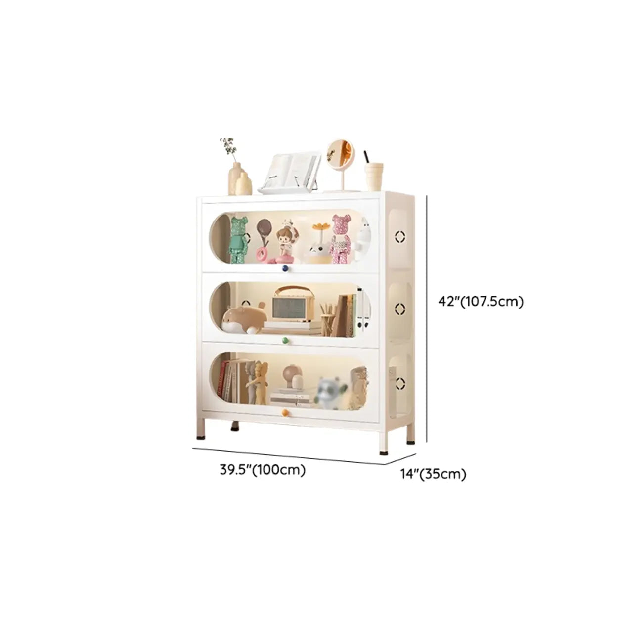 Elegant Steel White Curio Display Cabinet