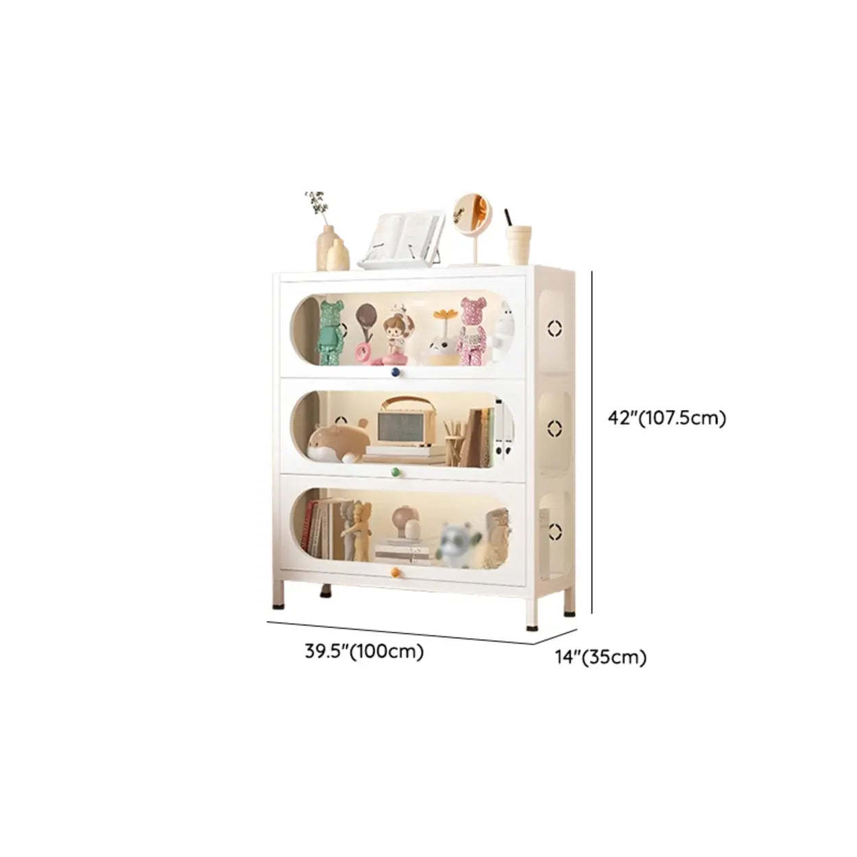 Elegant Steel White Curio Display Cabinet