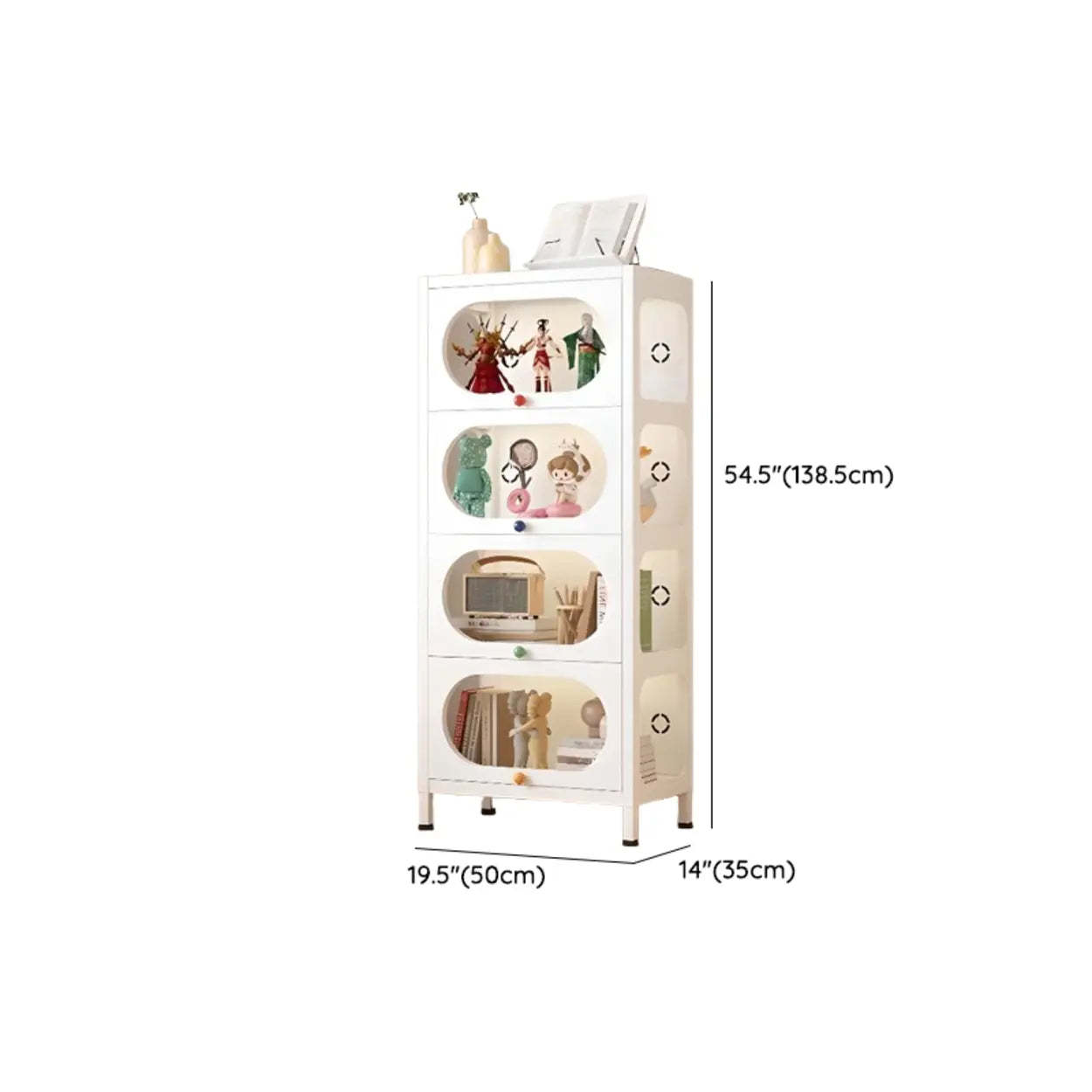 Elegant Steel White Curio Display Cabinet
