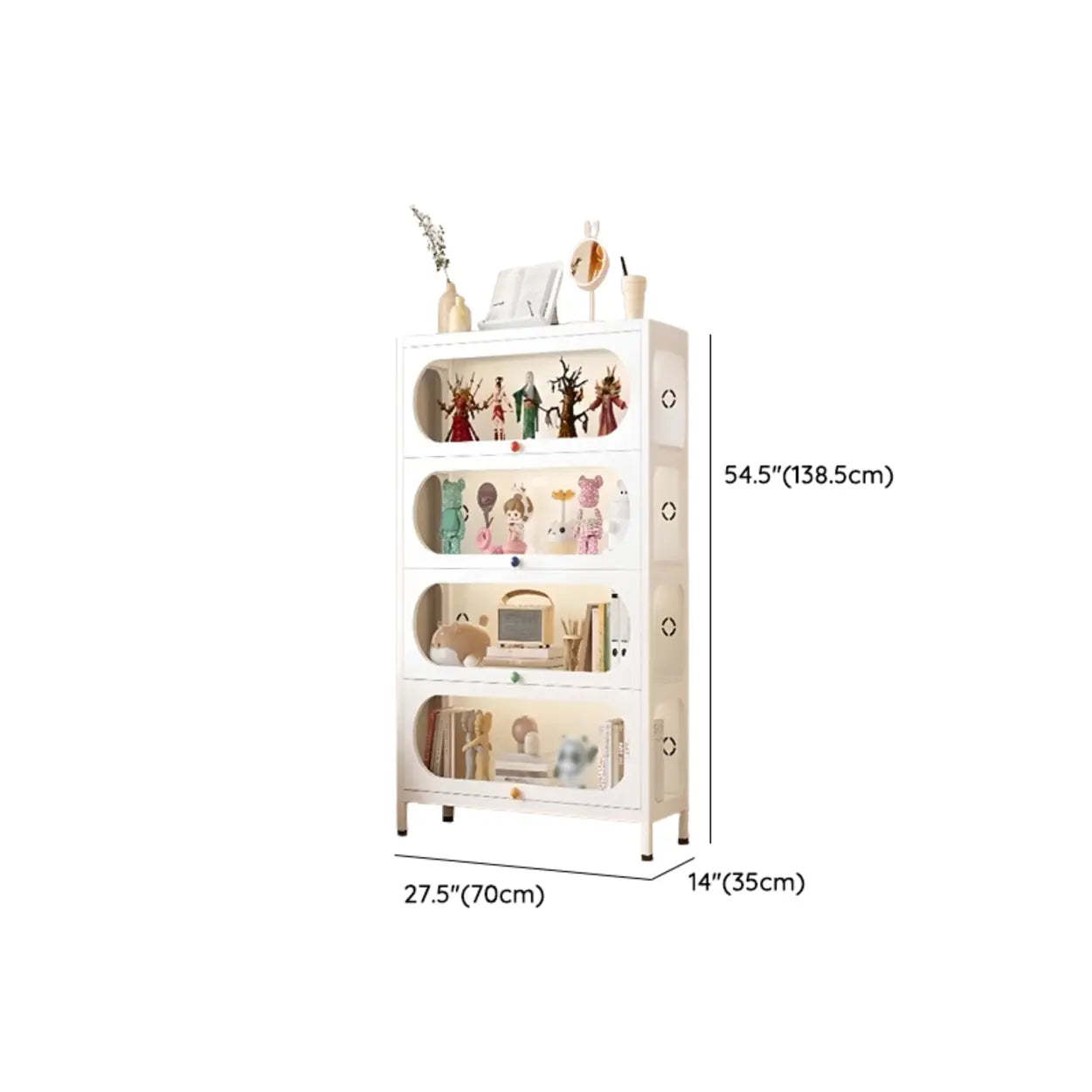 Elegant Steel White Curio Display Cabinet