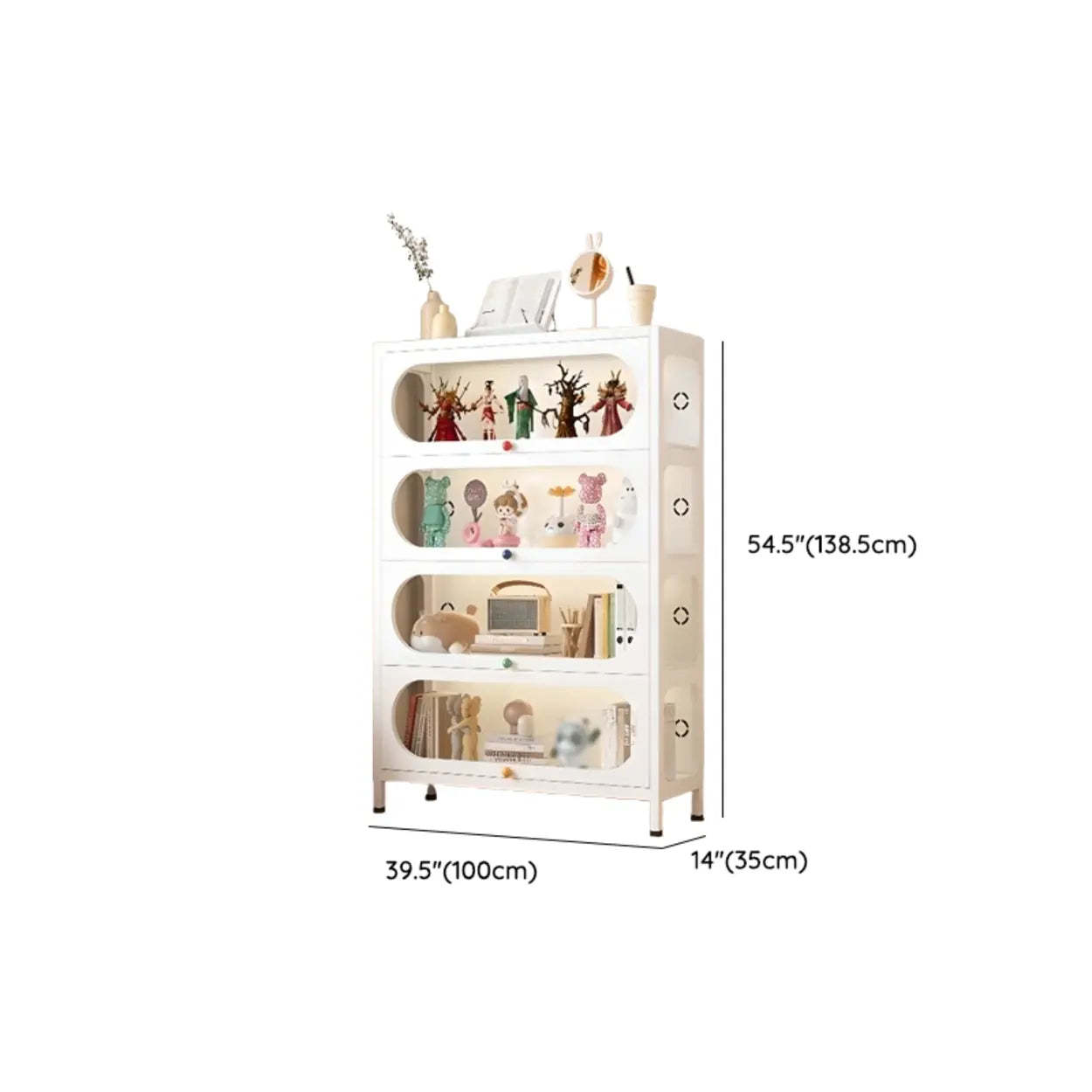 Elegant Steel White Curio Display Cabinet