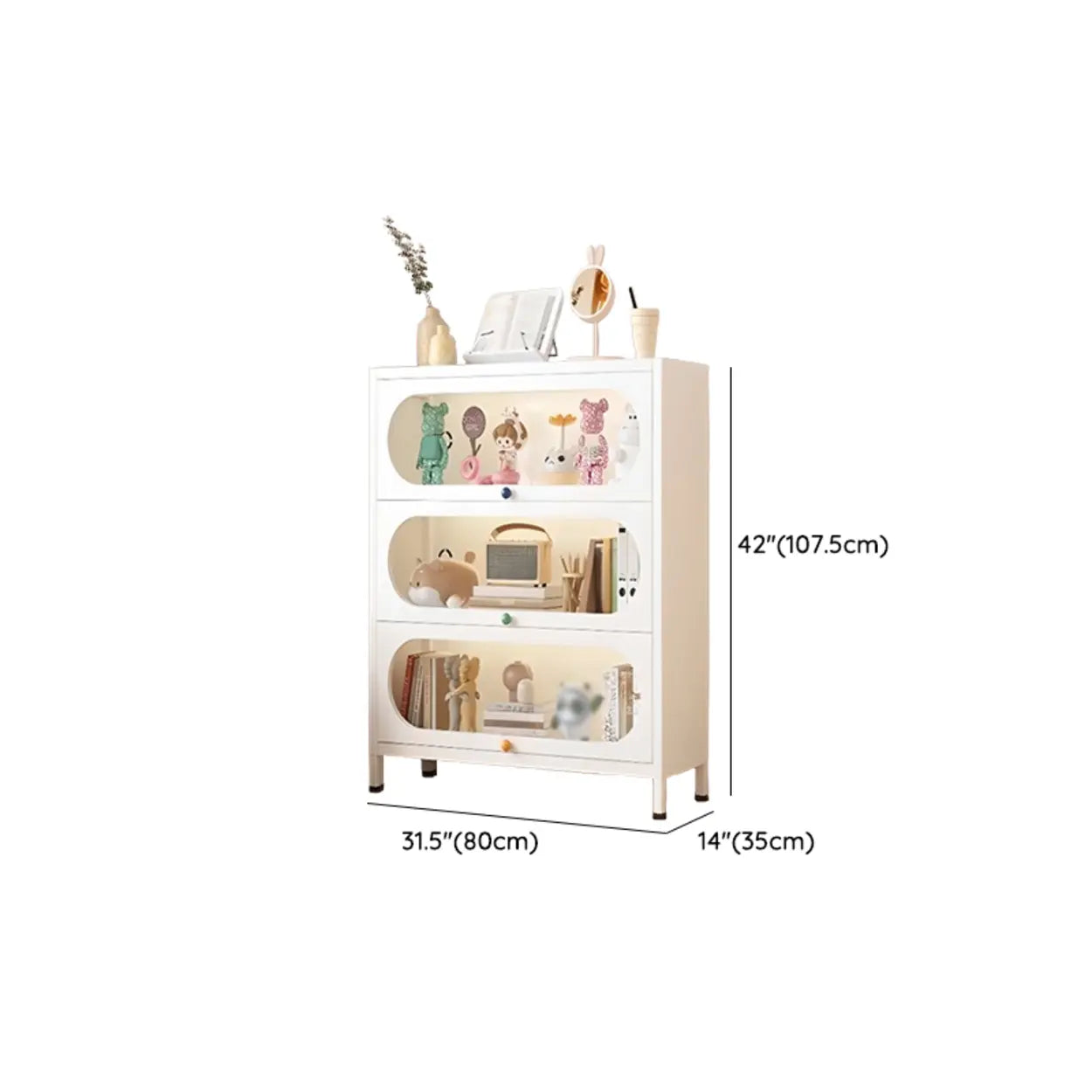 Elegant Steel White Curio Display Cabinet