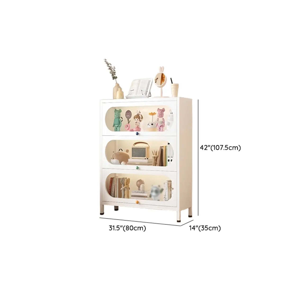 Elegant Steel White Curio Display Cabinet