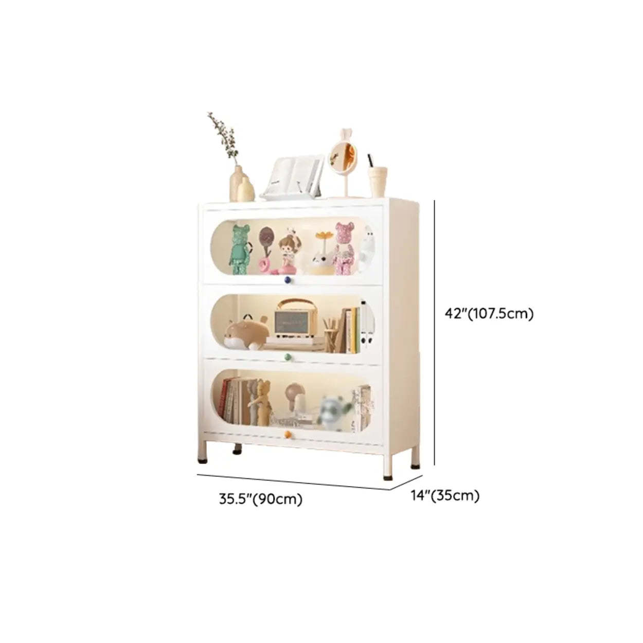 Elegant Steel White Curio Display Cabinet