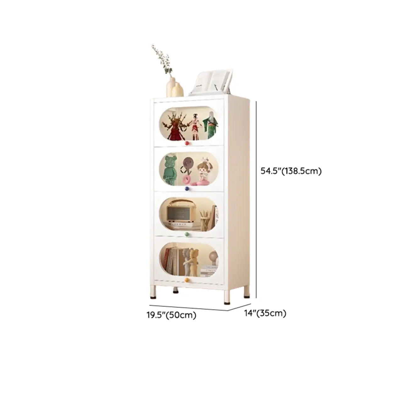Elegant Steel White Curio Display Cabinet
