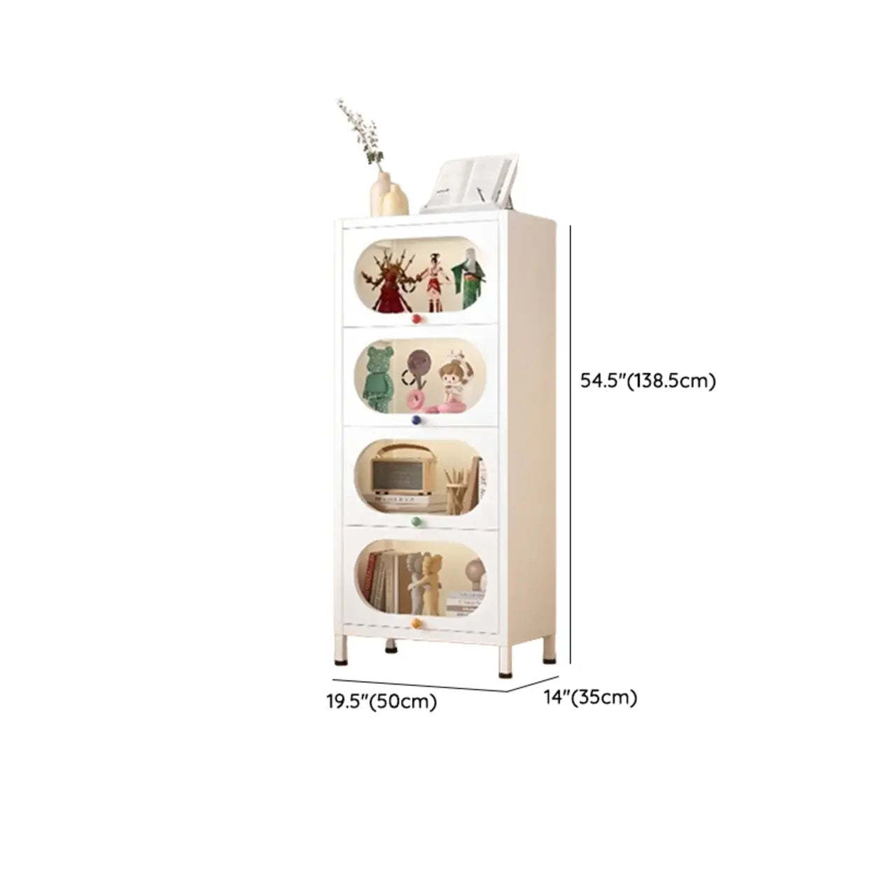 Elegant Steel White Curio Display Cabinet