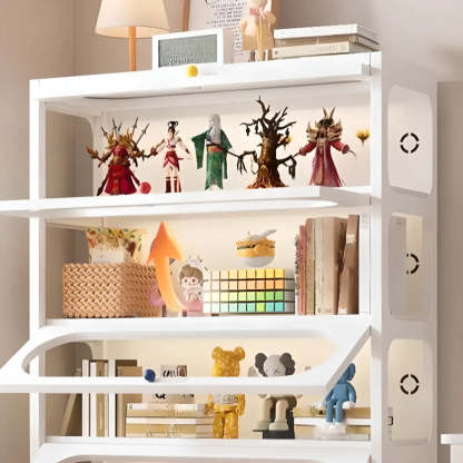 Elegant Steel White Curio Display Cabinet — Clear/ White