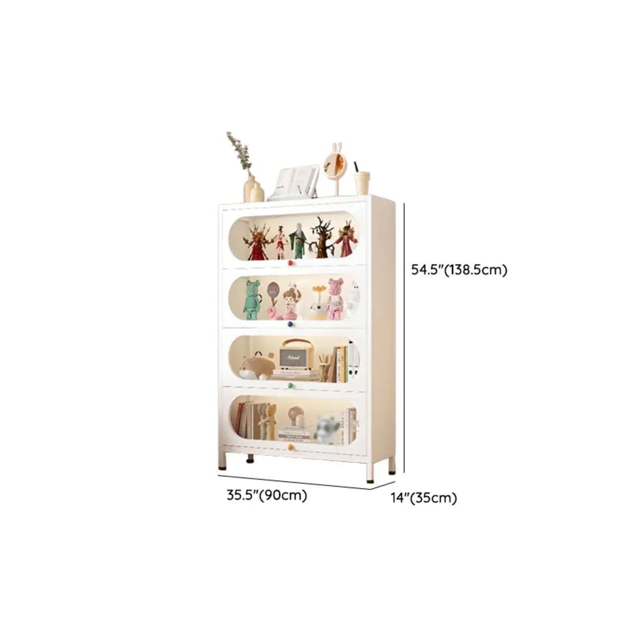 Elegant Steel White Curio Display Cabinet
