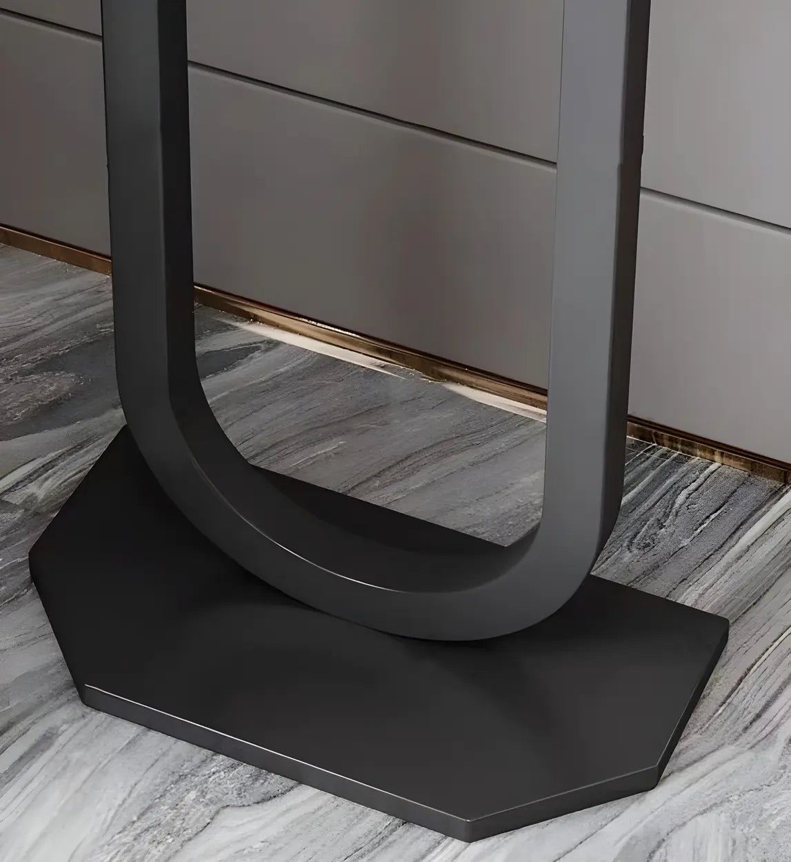 U-Shaped Stone-Top Metal Plant Table