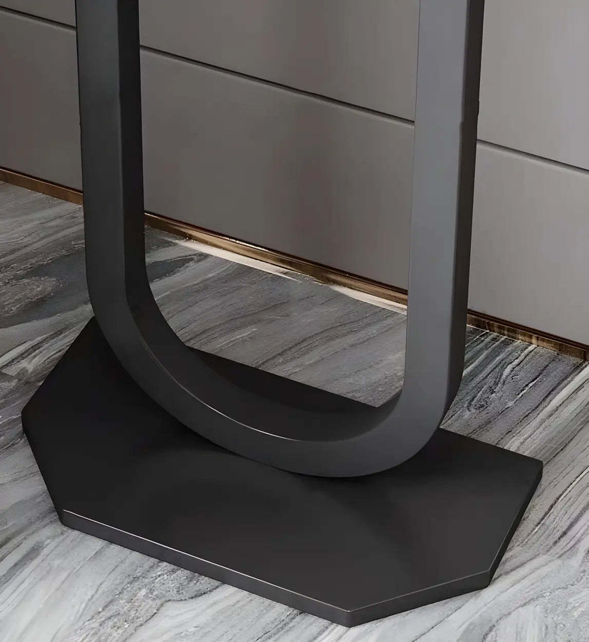 U-Shaped Stone-Top Metal Plant Table