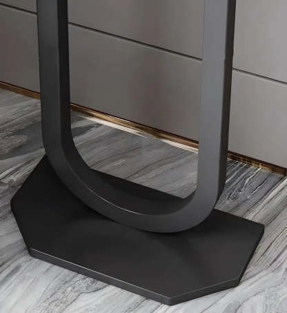U-Shaped Stone-Top Metal Plant Table