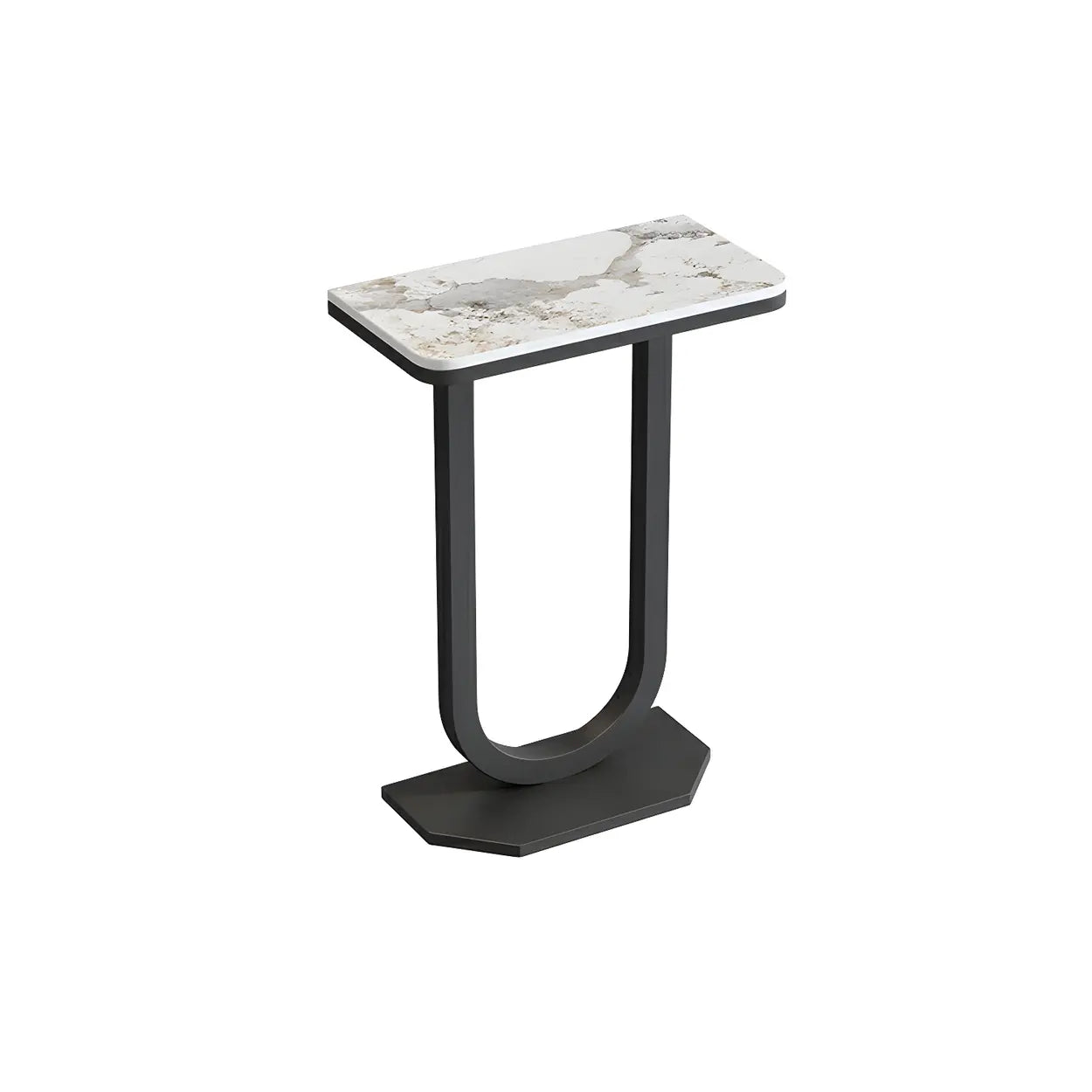 U-Shaped Stone-Top Metal Plant Table — Gold/ Pandora