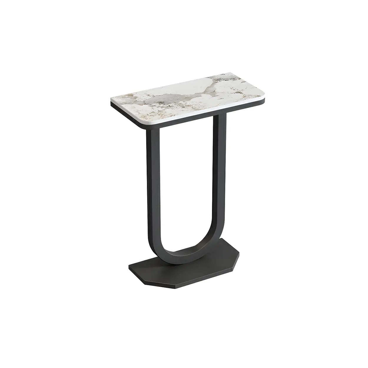 U-Shaped Stone-Top Metal Plant Table — Gold/ Pandora