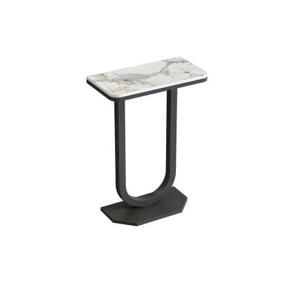 U-Shaped Stone-Top Metal Plant Table — Gold/ Pandora
